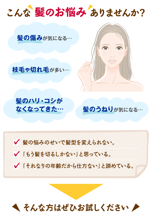 こんな 髪のお悩み ありませんか？
